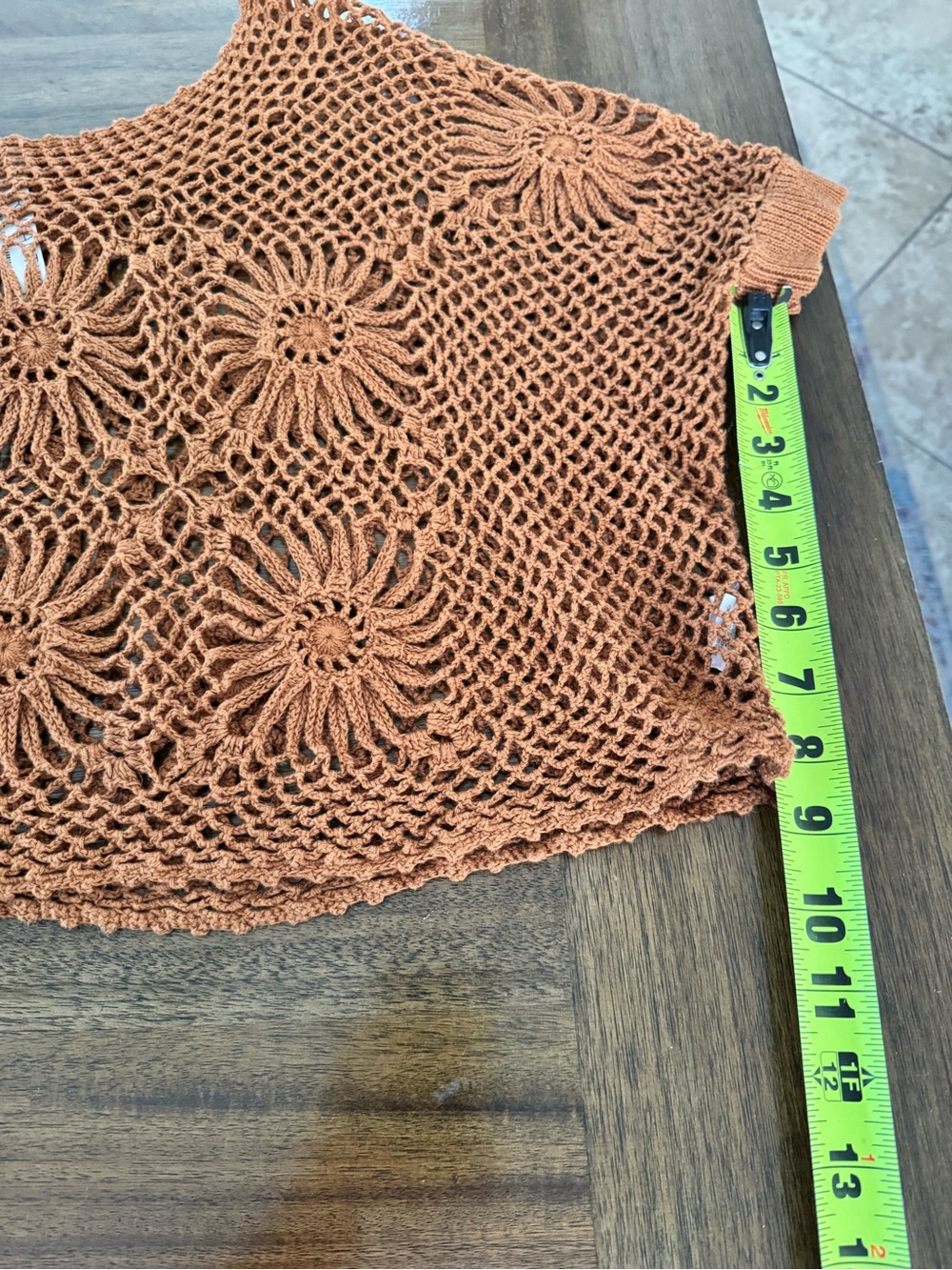 Free People New Romantics “diamond in the rough Crochet Floral Top - Brown - Picture 6 of 6